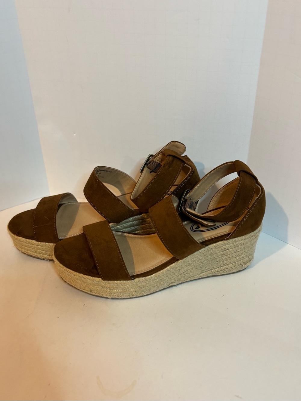 Soda Brown Suede Espadrille Wedge Sandals